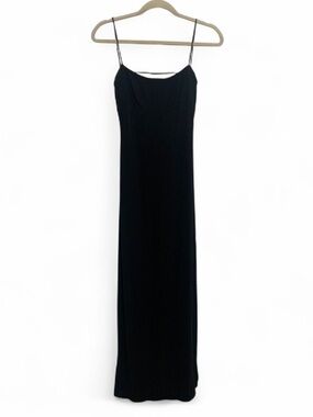 Vintage City Triangles Classic Black Spaghetti-Strap Maxi Dress
